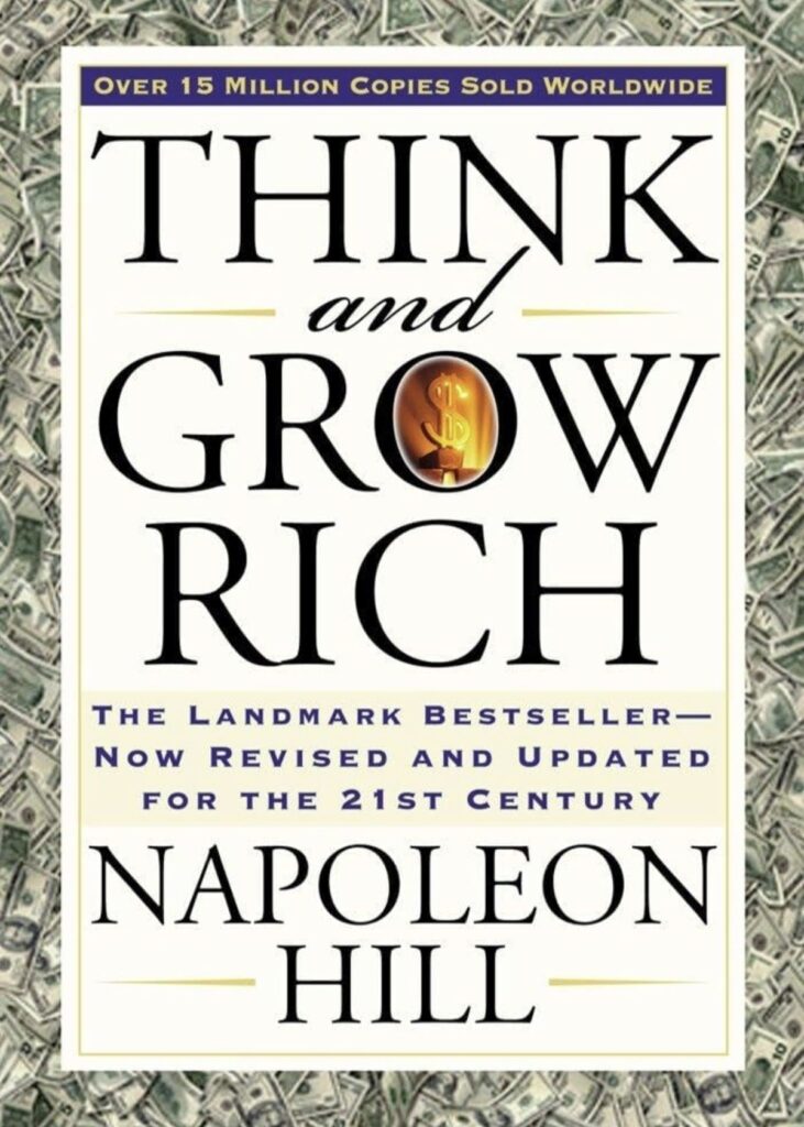 High-resolution image of the bestselling personal finance classic "Think and Grow Rich" by Napoleon Hill – the landmark self-help book on wealth mindset and success principles. This revised 21st-century edition features a bold white cover with a glowing dollar-sign emblem in the "O" of "GROW". Top banner highlights over 15 million copies sold worldwide. Ideal for entrepreneurs, wealth seekers, and personal development readers searching for the #1 success book of all time.