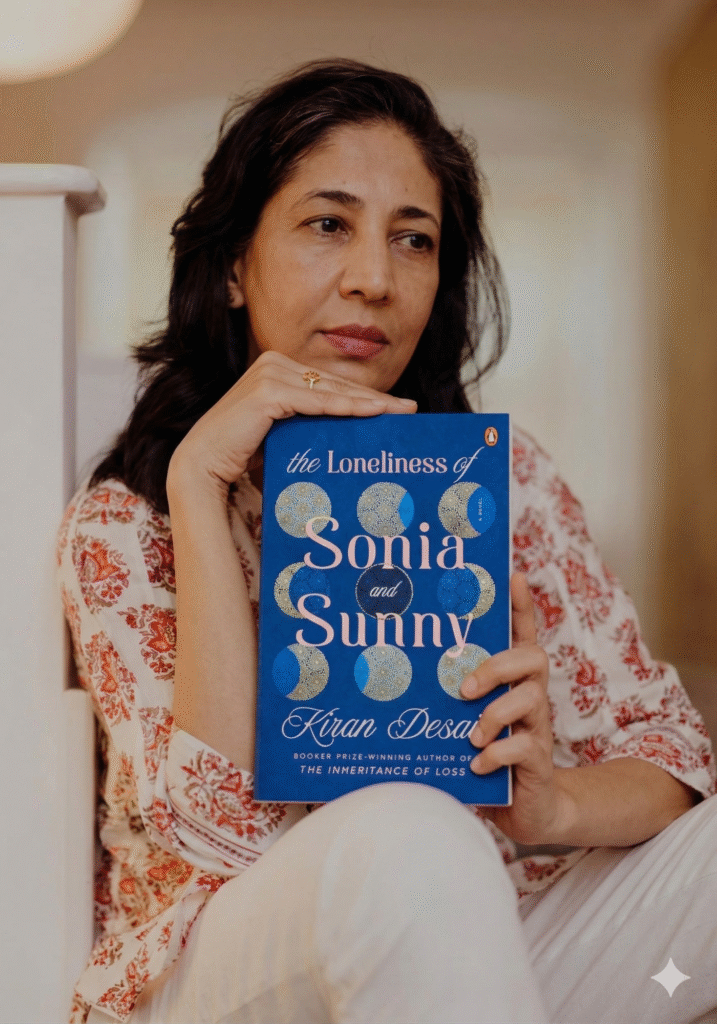 In this picture, we see famous writer Kiran Desai promoting her book on loneliness, "The Loneliness Sonia and Sunny".